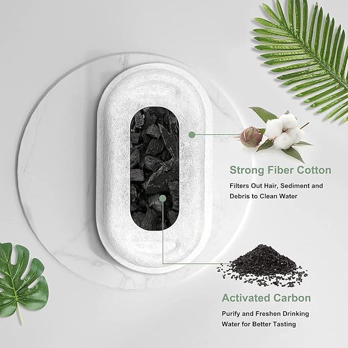 Cat Water Fountain Filters, Compatible with Stainless Steel Pet Fountain 8 Filters with 8 Sponges Replacement Filters for Cat Fountain (16 Filters& 16 Sponges) - PAWPICO