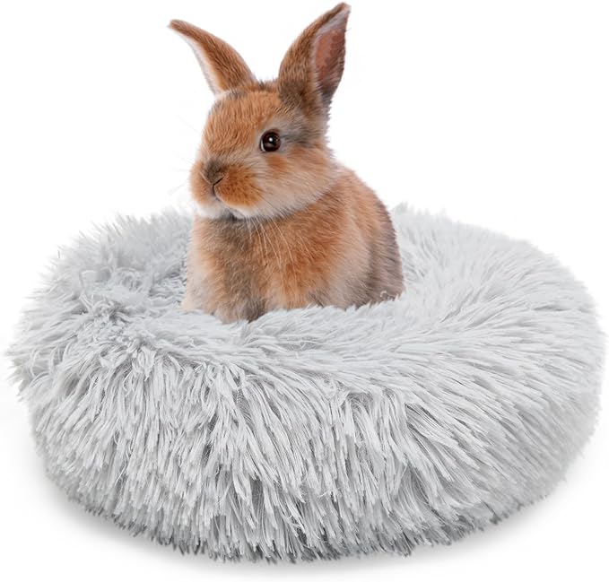 Bunny Bed Rabbit Hideout Large Soft & Comfortable Small Animal Bedding Cozy Bed Mat Warm Hideaway Cage Accessories for Guinea Pig Light Grey - PAWPICO