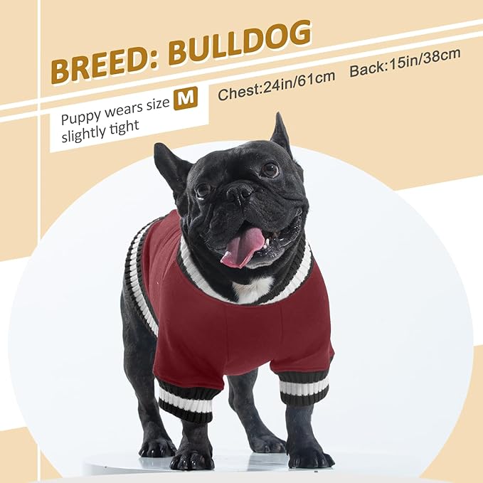 FUAMEY Dog Pullover Sweatshirt,Dog Winter Sweaters Warm Dog Clothes Dog Vest Thick Puppy Pullover Soft Pet Fleece Sweater Cute Doggie Boy Girl Outfit for Small Medium Dogs Wine-red XL - PAWPICO