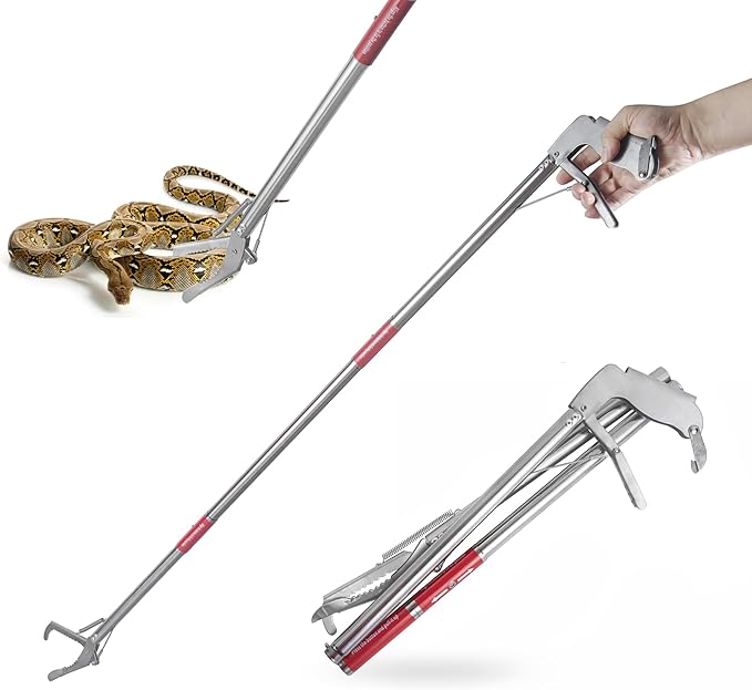 50" Snake Grabber Tool,Collapsible 3 Sections Snake Stick,Folded 17 Inch Snake Tongs Per Section,Snake Catcher Grabbers for Rattlesnakes,Snake Pole Handling Tools,Long Reach Grabber for Many Scenarios XINGTS