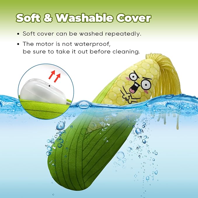 LEWISER Cat Toys Flopping Corn with SilverVine and Catnip, Rechargeable, Moving Cat Kicker Toy, Floppy Wiggle Toys for Small Dogs, Interactive Motion Kitten Kitty Exercise Toys - PAWPICO