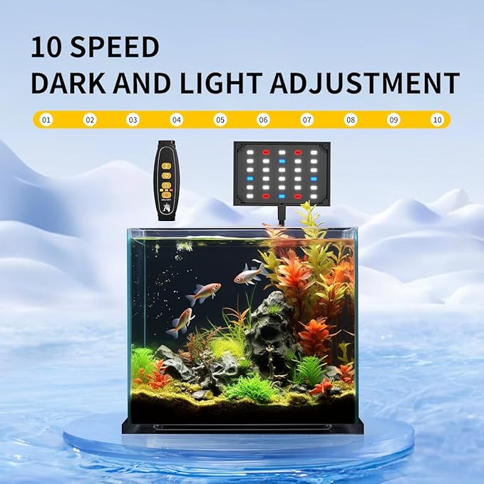 LONDAFISH Aquarium Light Clip on Aquarium Light Fish Tank Lamp Dimmable Full Spectrum Marine LED for Fish Tanks 14 Watts with USB Port Adjustable 360° Flexible Arm Aquarium LED Light (14W,42LEDs) LONDAFISH