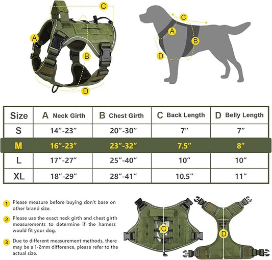 WINGOIN Green Harness with Handle Tactical Dog Harness Vest for Large Medium Dogs No Pull Adjustable Reflective K9 Military Dog Vest Harnesses for Walking, Hiking, Training(M) WINGOIN