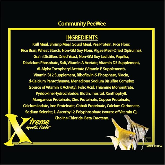 Xtreme Community Peewee 1.5mm Pellets: Slow Sinking & Ideal for Community Fish - Boosts Immune & Digestive Health, Enhances Color & Energy, Max Protein Fish Food – USA Farm Grown (38oz) XtremeAquaticFoods