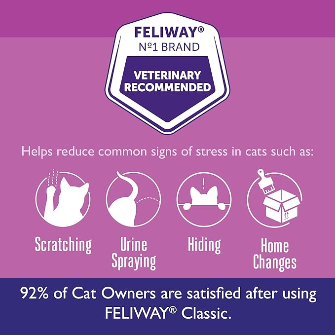 FELIWAY Classic Cat Calming Pheromone, 30 Day Refill - 3 Pack Feliway%C2%AE