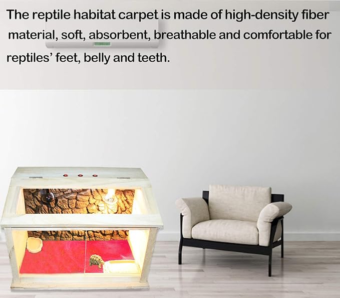 HERCOCCI Reptile Carpet, 39’’ x 20’’ Terrarium Bedding Substrate Liner Reptile Cage Mat Supplies for Bearded Dragon Lizard Tortoise Leopard Gecko Snake (Red) HERCOCCI