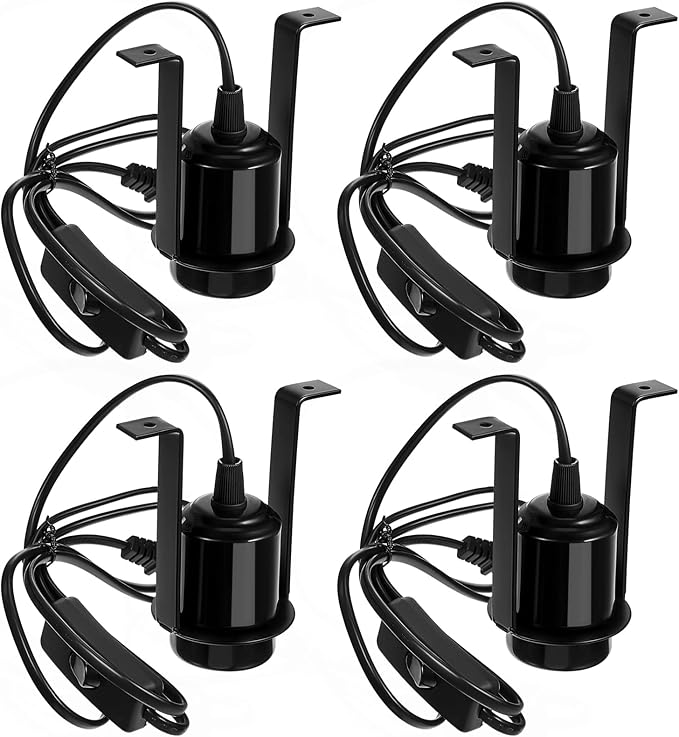 VIHOSE 4 Pcs Reptile Ceramic Heat Lamp Holder Pet Heater Bracket Reptile Light Fixture Heat Lamp Fixture for Heat Lamp Bulb Amphibian Pet Terrariums Habitat Lizard Tortoise, No Bulb Included (Black) VIHOSE