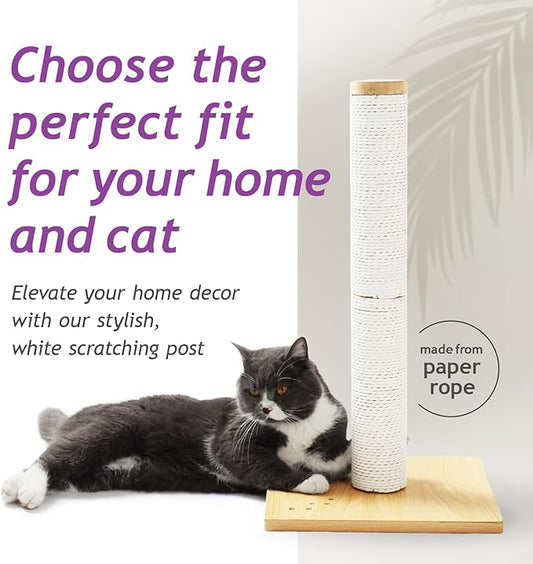 Necoichi 23.6” Tall Cat Scratching Post Kitten Scratcher Paper Rope Scratch Posts Trees with Hanging for Indoor Cats (23.6 inches for Kitty, Regular, Oak) - PAWPICO