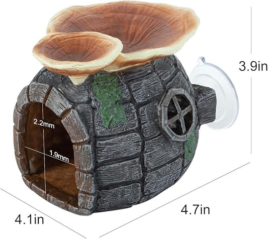 REPTI ZOO Reptile Hide, Multifunctional Reptile Hides with Suction Cup, Resin Reptile Hides, and Caves for Reptiles, Gecko, Lizard (Ganoderma Lucidum Shape) REPTIZOO