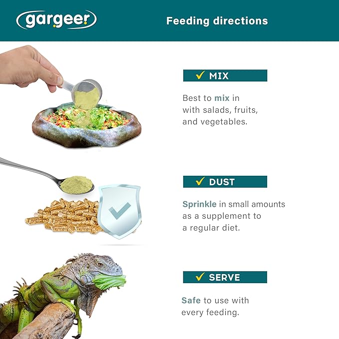 2oz Iguana Food Supplement, Flower Salad Mix Topper. Supercharge Juveniles & Adults Appetite, Health & Immune System. Complete Diet, Rich with Vitamins, Made in The USA. Enjoy! Gargeer