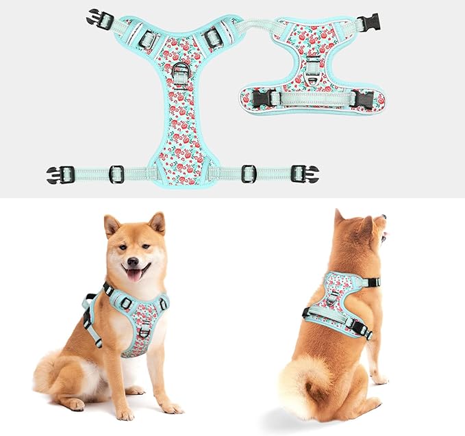 Timos Dog Harness,NO Need Go Over Dogs Head 3 Snap Buckles Pet Harness with 2 Leash Clips,Adjustable Soft Padded No-Pull,Reflective No-ChokeOxford Vest for Small Medium Large Dogs,X-Large(Packof1) Timos