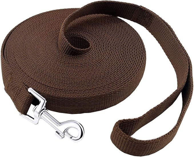 15ft 20ft 30ft 40ft 50ft Long Dog/Puppy Lead Obedience Recall Training Dog Leashes for Small Medium Dogs Camping, Training, Play, or Backyard (20 FT, Brown) PETGOGO