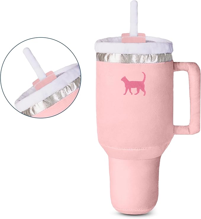 Kitty Cup Tumbler Cat Toy – Cute Cat Toy with Catnip, Crinkle Cat Toys for Cat Birthdays or Christmas, Funny Cat Toys for Kittens (Pink Peach Dust) - PAWPICO