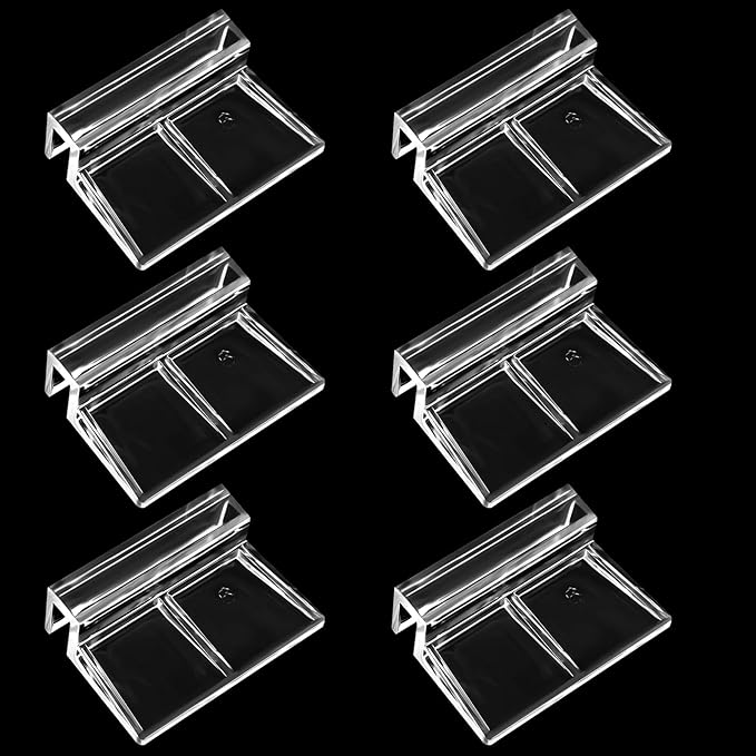6Pcs Rimless Aquarium Lid Clips, 0.24'' Thick Acrylic Fish Tank Cover Clips Holder, Universal Glass Aquarium Top Lid Support, Transparent Fish Tank Lid Clamp for Aquarium Hoods Parts (6mm) PAWPICO