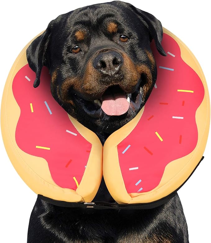 MIDOG Dog Cone, Soft Cone for Dogs After Surgery, Pet Inflatable Collar Protective Recovery Donut Collar to Prevent Pets from Touching Stitches, Wounds, and Rashes - DeepRed,XL MIDOG