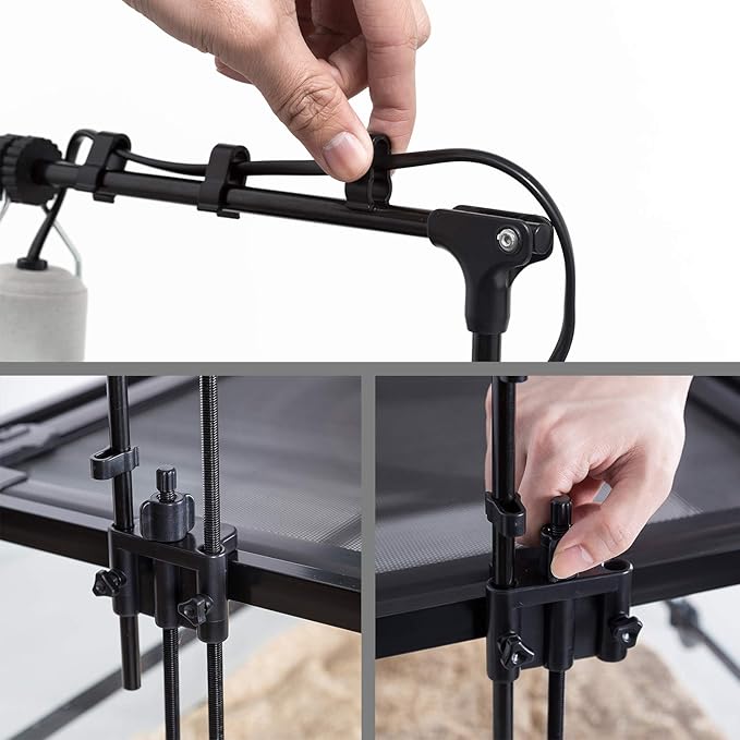 REPTI ZOO Reptile Dual Lamp Stand Lamp Hanger Holder Adjustable Metal Lamp Support for Reptile Glass Terrarium Heating Light REPTIZOO