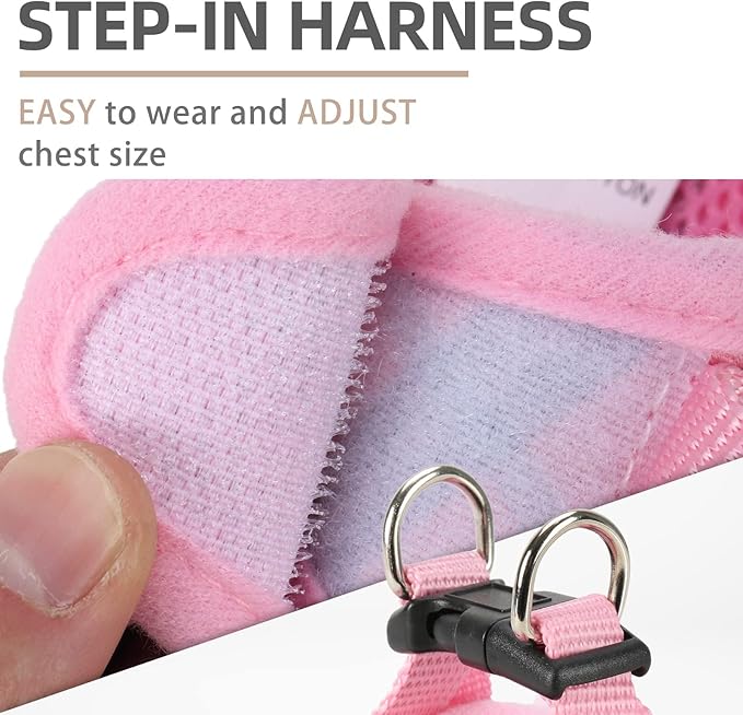 PUPTECK Adjustable Dog Harness Collar and Leash Set Step in No Pull Pet Harness for Small Medium Dogs Puppy and Cats Outdoor Walking Running, Soft Mesh Padded Reflective Vest Harnesses, Pink S PUPTECK