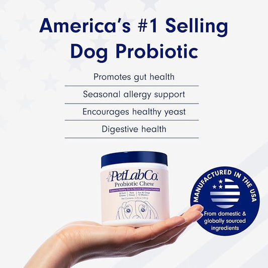 PetLab Co. Probiotics for Dogs, Support Gut Health, Occasional Diarrhea, Digestive Health & Seasonal Allergies - Pork Flavor - 30 Soft Chews - Packaging May Vary (Value 3-Pack) PetlabCo