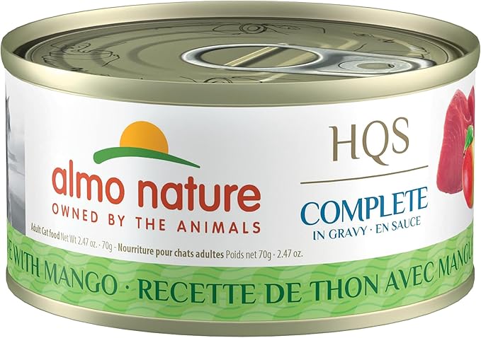 Almo Nature HQS Complete Wet Cat Food Tuna Recipe with Mango in gravy 2.47 oz (Pack of 12) - PAWPICO