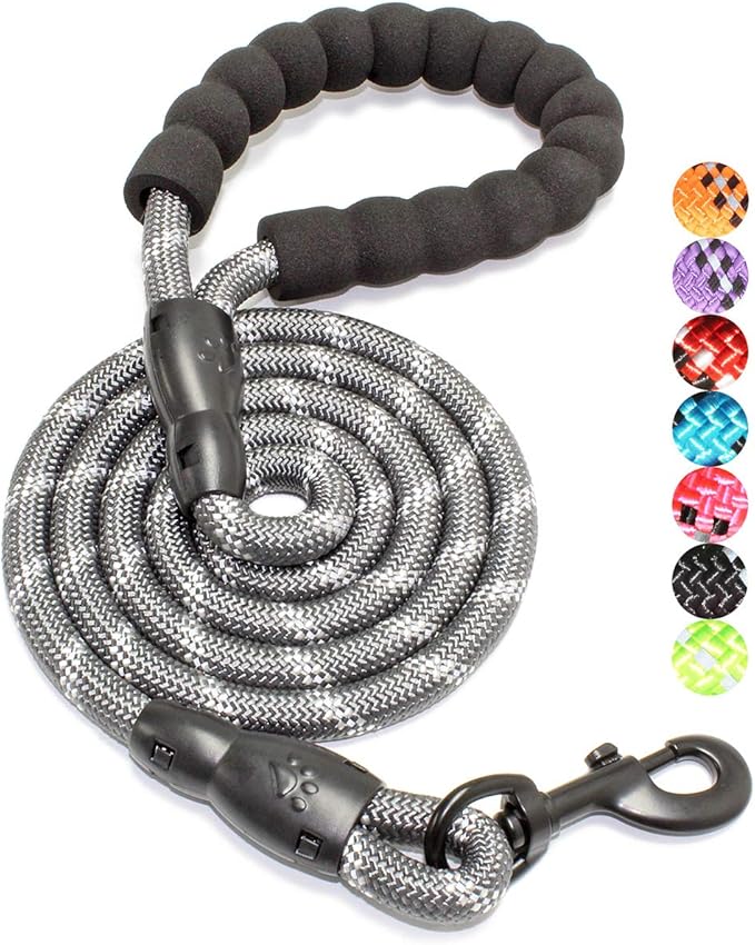 BAAPET 2/4/5/6 FT Dog Leash with Comfortable Padded Handle and Highly Reflective Threads for Small Medium and Large Dogs (5FT-1/2'', Grey) BAAPET