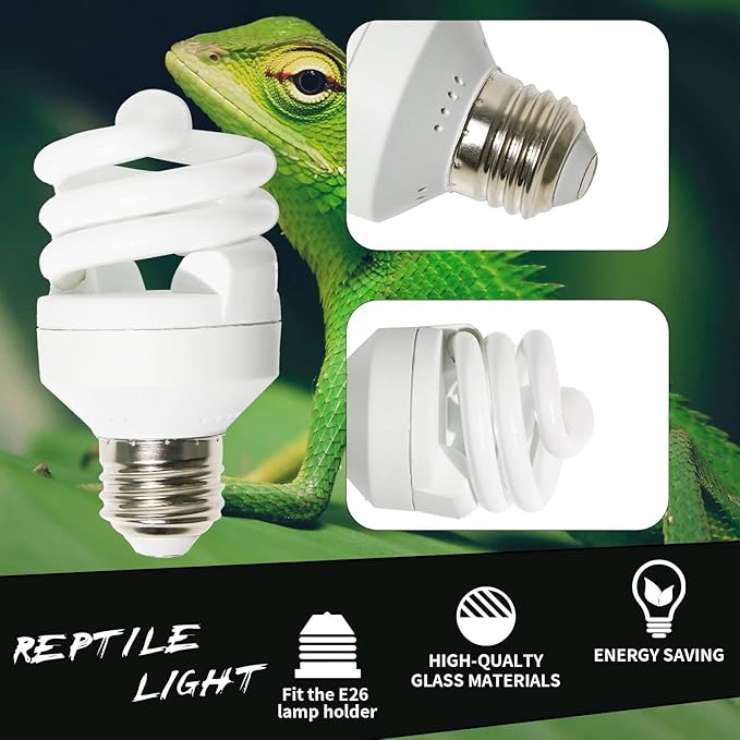 LUCKY HERP Mini UVA UVB Reptile Light 5.0 5W, UVB Bulb for All Tropical and Sub Tropical Reptiles, Compact Fluorescent Reptile UVB Bulb for Chameleons, Turtle, Gecko, Lizard, etc. LUCKYHERP
