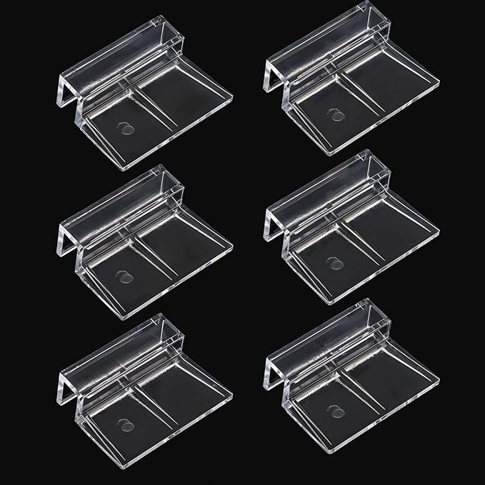 6 PCS Aquarium Lid Clips, 6mm Clear Acrylic Fish Tank Lid Holder for Rimless Aquarium Glass Top, Aquarium Cover Support Clamps Fish Tank Top Cover Hoods(6MM) PAWPICO