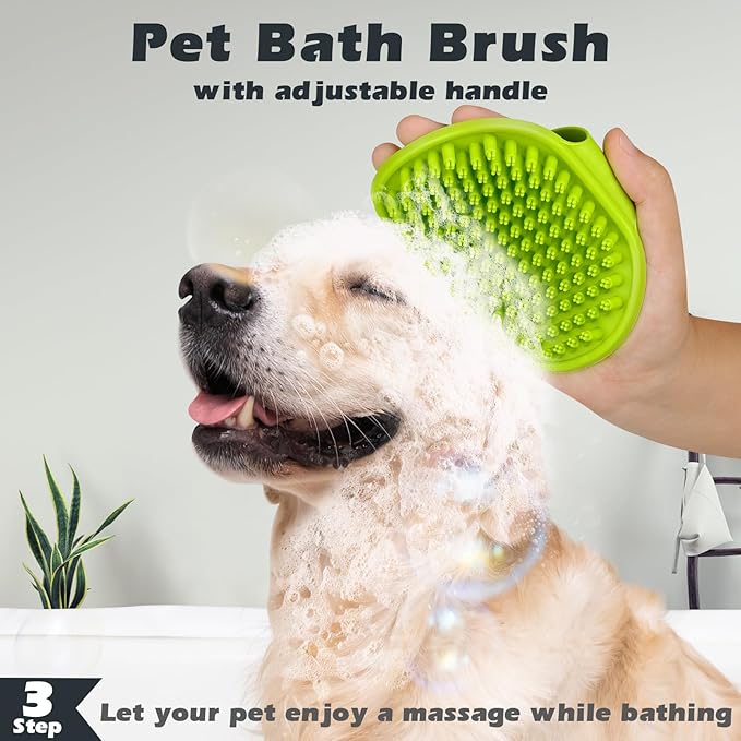 Comotech 3PCS Cat Grooming Kit | Cat Brush | Cat Brushes for indoor Cats | Cat Nail Clipper | Cat Nail Trimmer | Cat Bath Brush | Cat Brush for Shedding - Premium Cat Supplies (Green) - PAWPICO