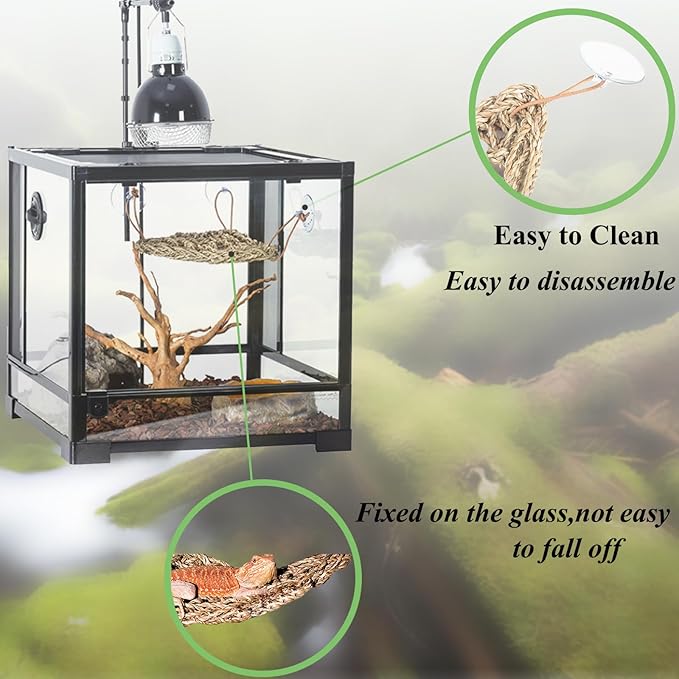 11 Pieces Bearded Dragon Tank Accessories, Reptile Hammock Plants and Vines Terrarium Branch Plants Habitat Decoration for Lizard Gecko Snake Hermit Crab Mechpia