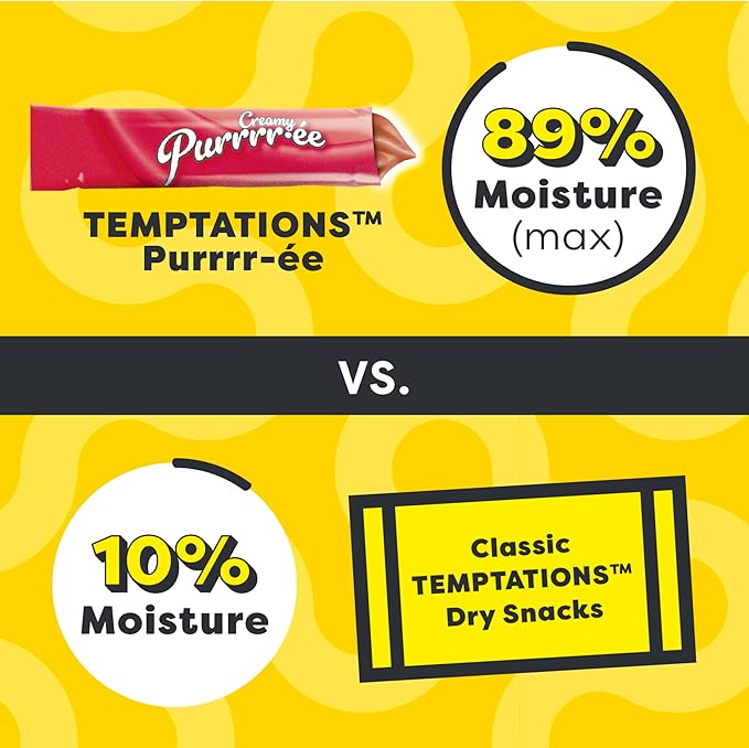 Temptations Creamy Puree with Beef Liver Lickable, Squeezable Cat Treats, 0.42 oz Pouches, 16 Count Temptations
