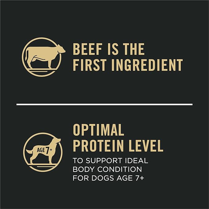Purina Pro Plan Adult 7 Plus Complete Essentials Shredded Blend Beef and Rice Formula High Protein Dog Food for Senior Dogs - 34 lb. Bag - PAWPICO
