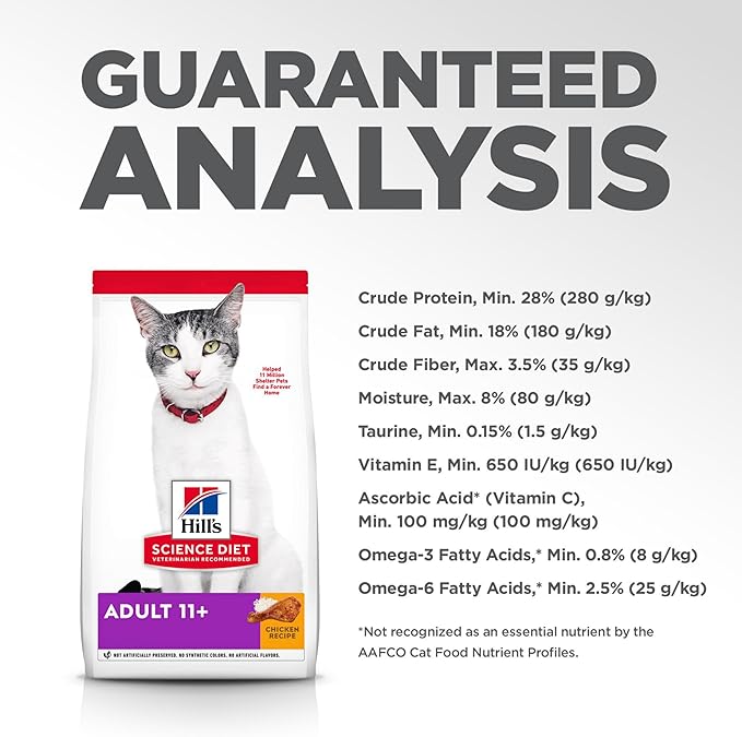 Hill's Science Diet Adult 11+, Senior Adult 11+ Premium Nutrition, Dry Cat Food, Chicken Recipe, 7 lb Bag - PAWPICO
