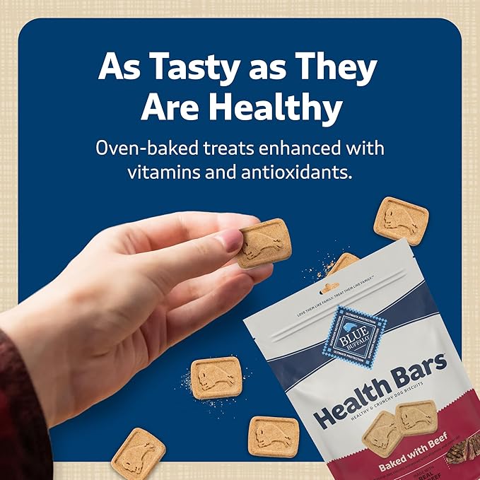 Blue Buffalo Health Bars Crunchy Dog Biscuits, Oven-Baked With Natural Ingredients, Beef, 16-oz Bag - PAWPICO