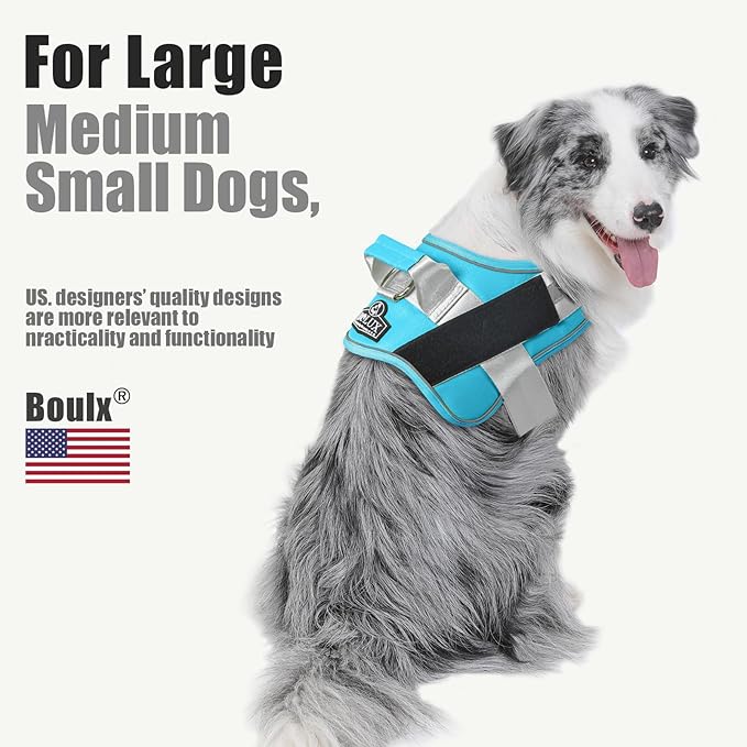 Bolux Dog Harness, No-Pull Reflective Dog Vest, Breathable Adjustable Pet Harness with Handle for Outdoor Walking - No More Pulling, Tugging or Choking (OceanicBlue, X-Large (Pack of 1)) Bolux