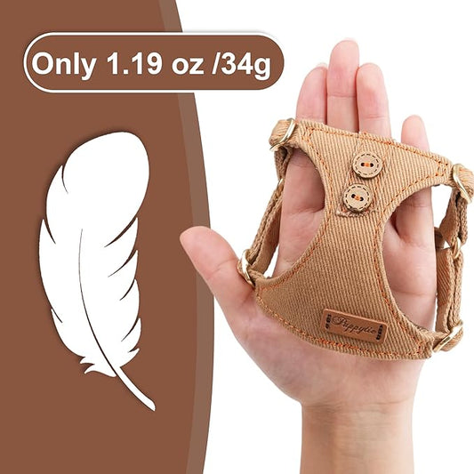 No Pull Dog Harness with Multifunction Dog Leash,Soft Adjustable No Choke Escape Proof Pet Harness Vest for Medium Dogs or Large Dogs,Khaki Camel,XS Puppytie