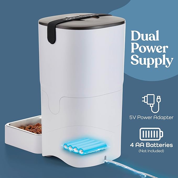 Smart Automatic Cat Feeder - 6-L Reliable Automatic Cat Food Dispenser with Display LCD Screen for Easy Set Up -Portion Control Automatic Dog Feeder - Desiccant Bag Keeps Dry Food Fresh-Voice Recorder - PAWPICO