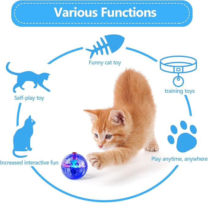 Frienda 4 Pieces Ghost Hunting Cat Ball Motion Light Up Cat Balls LED Motion Activated Cat Ball Motion Light Up Cat Dog Interactive Toys Pet Glowing Mini Running Exercise Ball Toys (Transparent) - PAWPICO