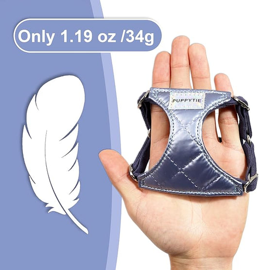 Puppytie No Pull xs Dog Harness with Multifunction Dog Leash,Soft Adjustable No Choke Escape Proof Pet Harness Vest,Glossy Sapphire Blue,XXS Puppytie