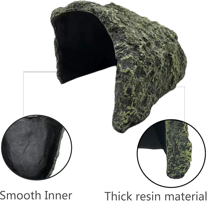 Oversize Reptile Hides and Caves Resin Rock Reptile Aquarium Habitat Hideouts Large Reptile Hiding Cave Lizard Hiding Spot for Bearded Dragon Snakes Tortoise Aquarium Terrarium Hideaway ZXUAQNOE