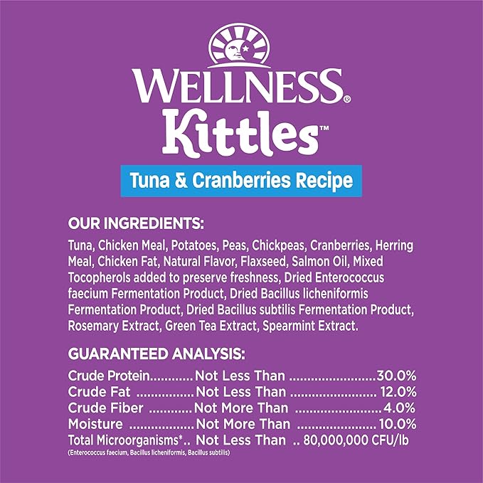 Wellness Kittles Crunchy Natural Grain Free Cat Treats, Tuna & Cranberry, 2-Ounce Bag (Pack of 2) WellnessNaturalPetFood