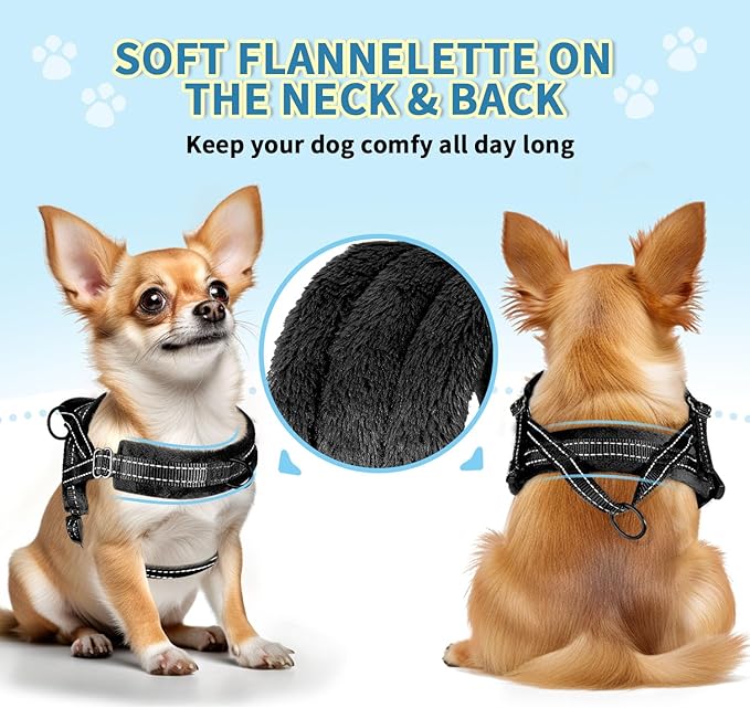 SlowTon No Pull Small Dog Harness and Leash Set, Puppy Soft Vest Harness Neck & Chest Adjustable, Reflective Lightweight Harness & Anti-Twist Pet Lead Combo for Small Medium Dogs (B-Front Clip,XXS) SlowTon