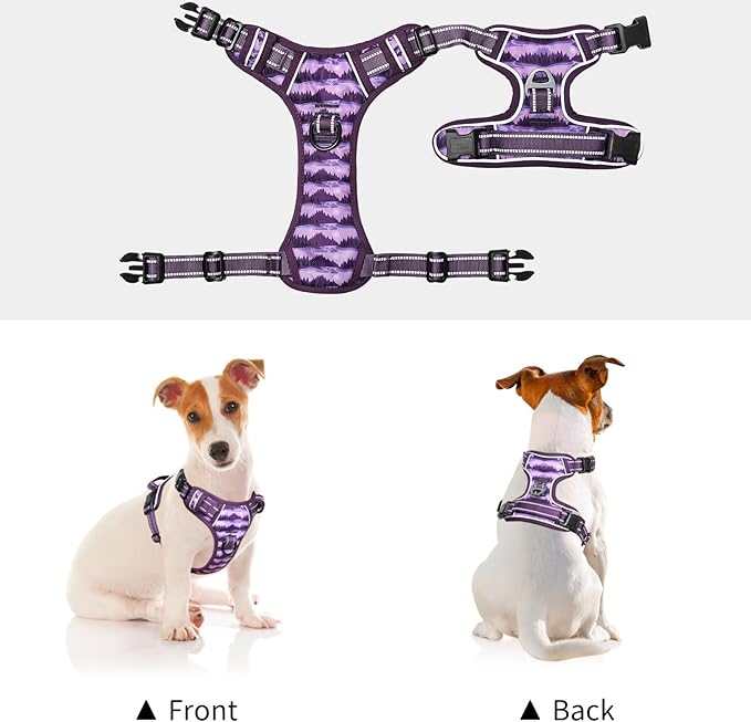 Timos Dog Harness,No-Pull Pet Harness Adjustable Soft Padded Dog Vest,Reflective No-Choke Pet Oxford Vest with Easy Control Handle for X-Small Dogs,Moon Night,XS Timos