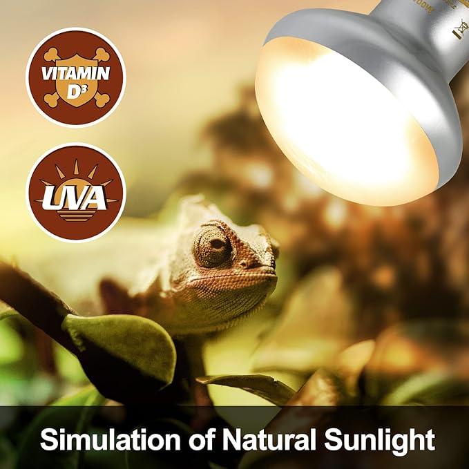 REPTI ZOO 2 Pack 100W Reptile Heat Lamp Bulbs,Upgraded Reptile Day and Night Basking Spot Bulb Combo Amphibian Infrared Heat Lamp Bulb/UVA Basking Spot Daylight Heating Light Bulb REPTIZOO