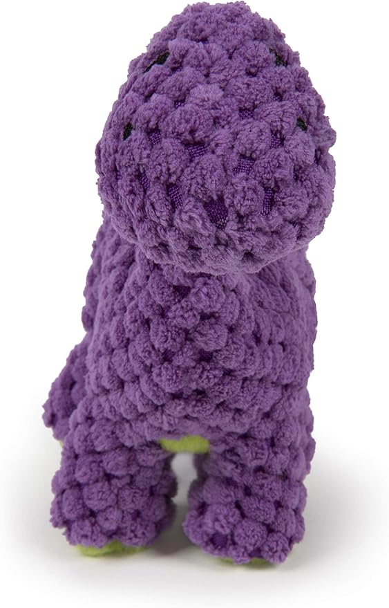 goDog Checkers Just for Me Dinos Bruto Squeaky Plush Dog Toy, Chew Guard Technology - Purple, Mini - PAWPICO