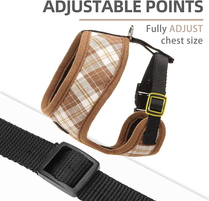 PUPTECK Soft Mesh Dog Harness and Leash Set Pet Puppy Cat Comfort Padded Vest No Pull Harnesses, Brown, XS PUPTECK