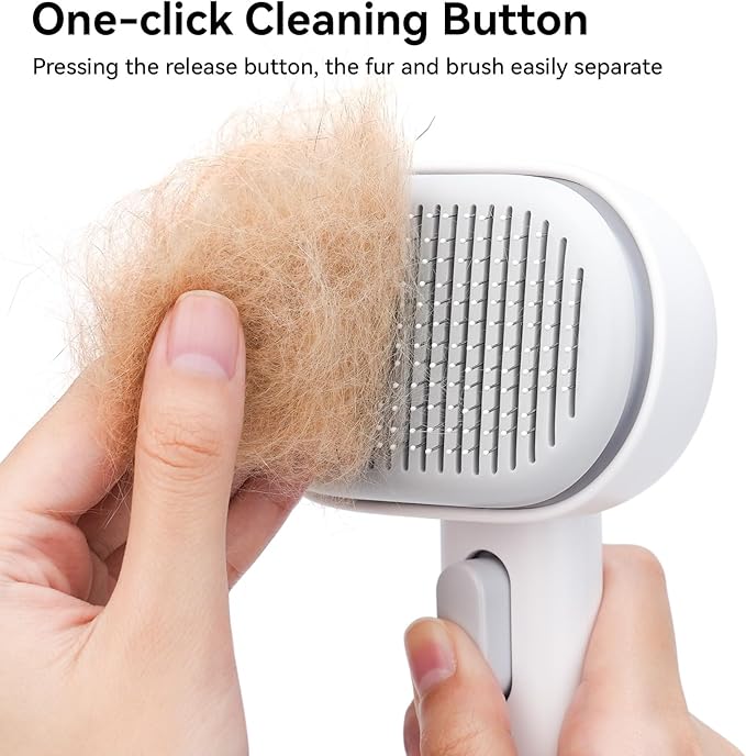 aumuca Cat Brush for Shedding, Cat Brushes for Indoor Cats, Cat Brush for Long or Short Haired Cats, Cat Hair Brush Cat Grooming Deshedding Brush for Dog Kitten Rabbit Massage Removes Loose Fur, White - PAWPICO