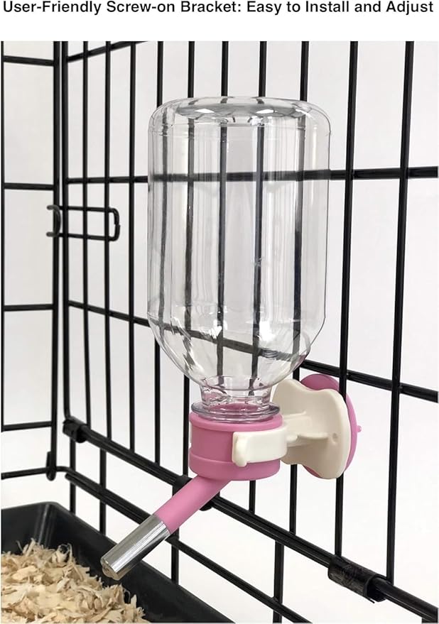 Choco Nose Patented Mini No-Drip Water Bottle/Feeder for Hamsters/Hedgehogs/Gliders/Rats/Mice/Other Small Pets and Animals - for Cages, Crates or Wall Mount. 10.2oz. Nozzle 10mm, Pink (C125) ChocoNosePetSupplyWeLovePetsLikeYouDo