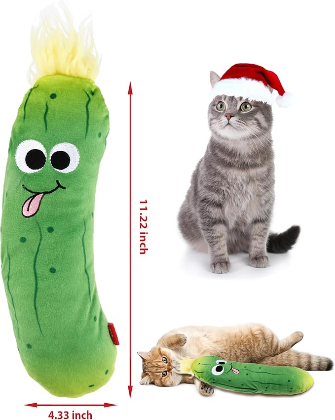 Gigwi Cat Toys Flapping Pickle with Catnip, Moving Activated Cat Kicker and Chew Toy, Automatic Motion Kitten Toys, Flappy Wiggle for Cat Exercise, Interactive Cat Toys with USB Rechargeable - PAWPICO