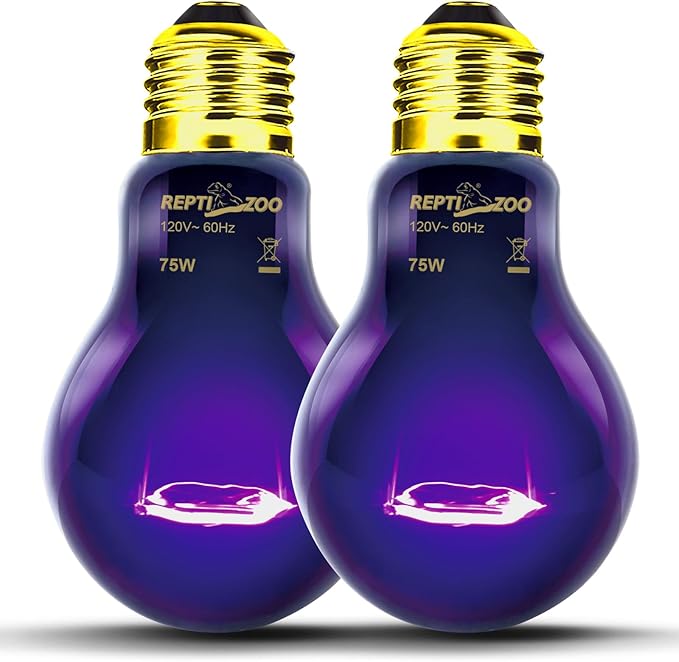 REPTI ZOO 75W Reptile Heat Lamp 2Pack Reptile Night Heat Bulb Night Heat Lamp Without UVA for Turtle Bearded Dragon Gecko Lizard and Snake E26/E27 Purple REPTIZOO