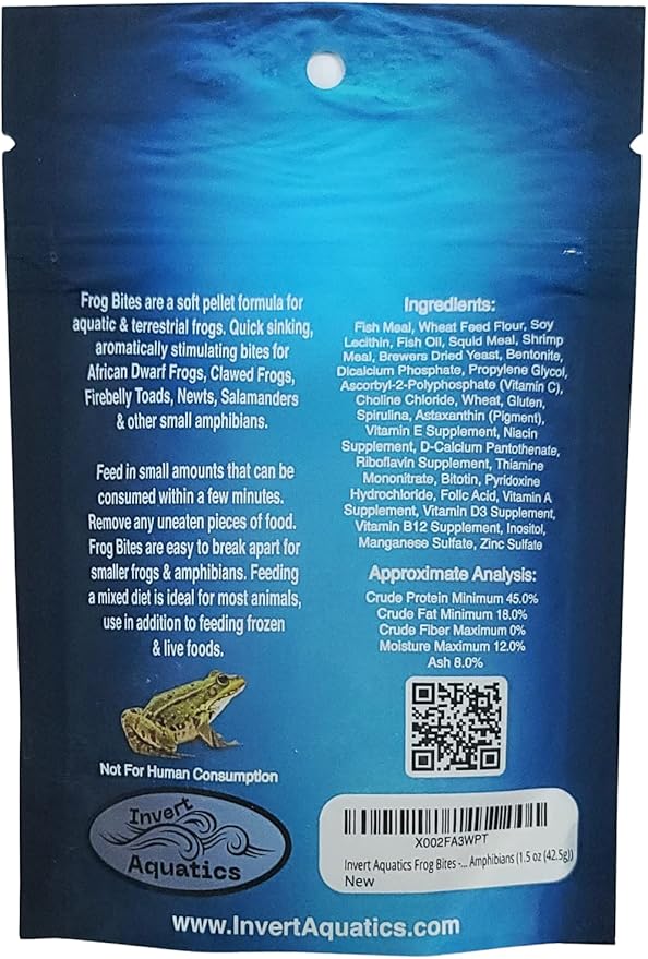 Frog Bites - Moist Pellet Sinking Diet for Frogs & Small Amphibians (1.5 oz (42.5g)) PAWPICO