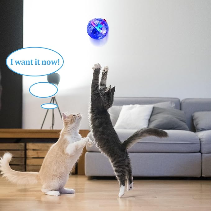 Frienda 4 Pieces Ghost Hunting Cat Ball Motion Light Up Cat Balls LED Motion Activated Cat Ball Motion Light Up Cat Dog Interactive Toys Pet Glowing Mini Running Exercise Ball Toys (Transparent) - PAWPICO